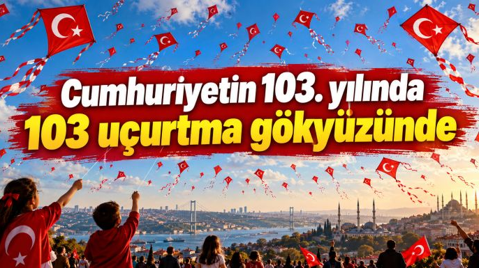 Cumhuriyetin 103. yılında 103 uçurtma gökyüzünde
