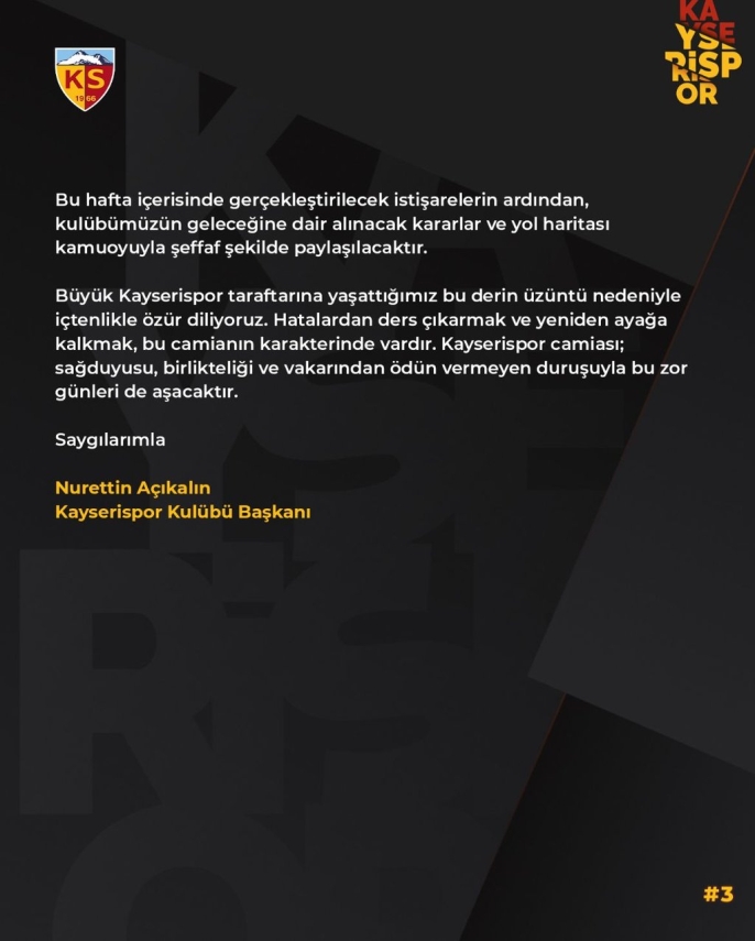 Kayserispor Başkanı Açıkalın: \