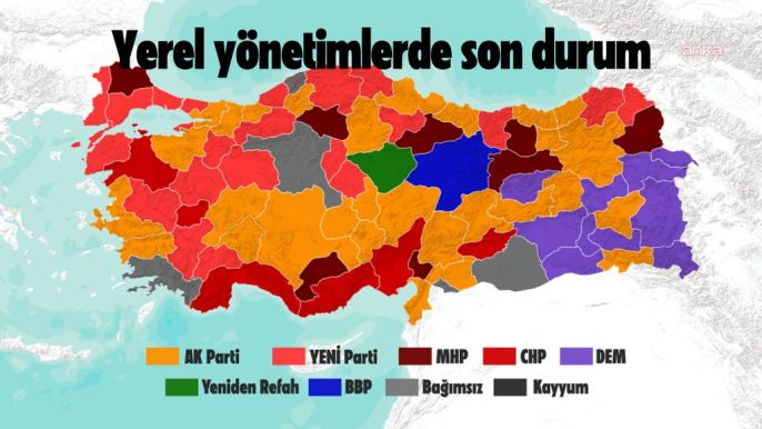 31 Mart 2024 yerel seçimlerinde 37 ilde parti değişikliği 1
