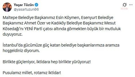 Üç belediye başkanı YENİ Parti\