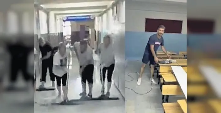 Öğretmenler okulları temizliyor: Tartışma sürüyor
