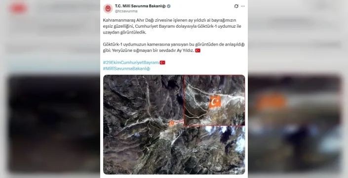 Ahır Dağındaki Türk bayrağı uzaydan görüntülendi