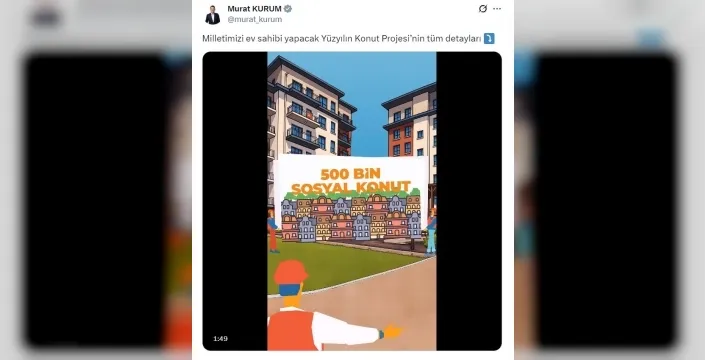 Bakan Kurum, 500 bin sosyal konut projesinin detaylarını paylaştı