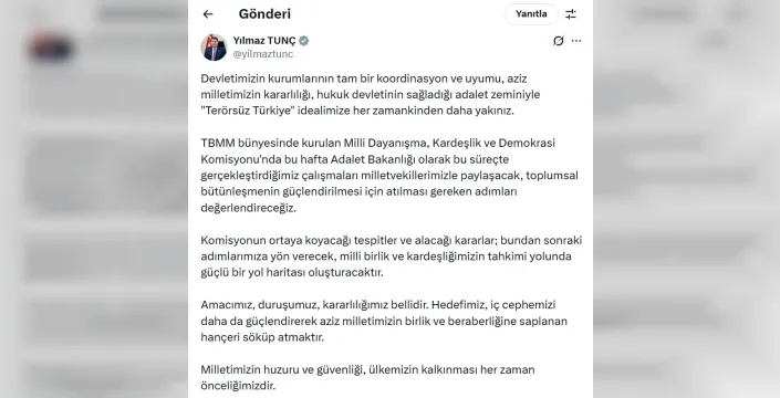 Bakan Tunçtan terörsüz Türkiye vurgusu: Bölge gücü olacağız