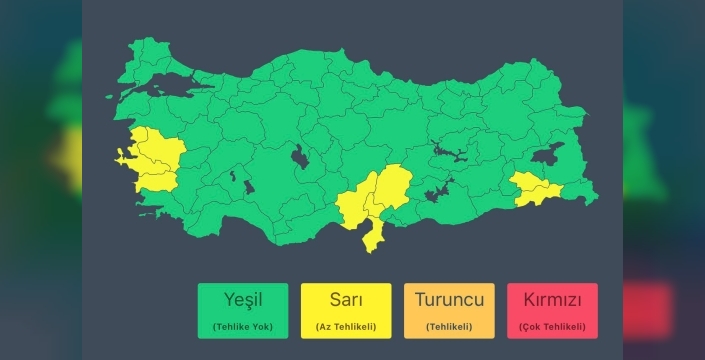 İçişleri Bakanlığı'ndan 9 il için sarı kodlu hava uyarısı