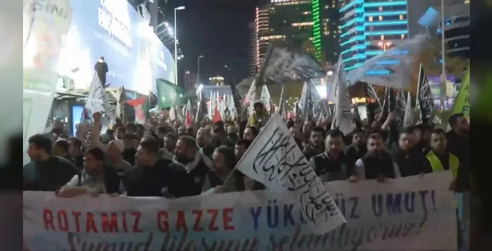 İsrail'in Küresel Sumud Filosu'na müdahalesi Türkiye'de protesto edildi