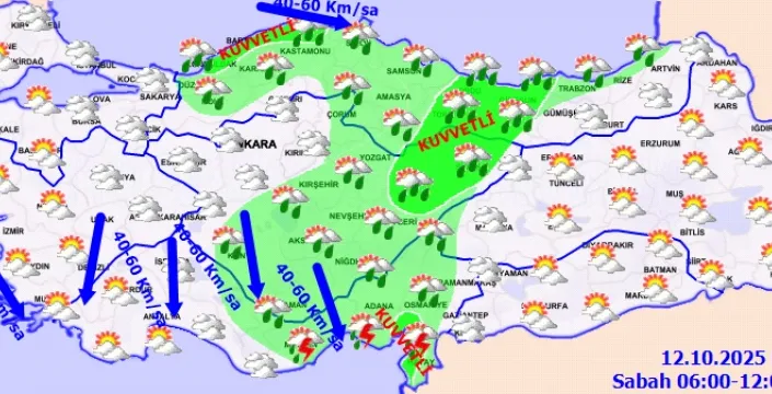 Meteoroloji'den 10 il için kuvvetli yağış ve rüzgar uyarısı