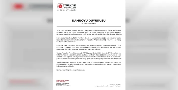 TPAOdan flaş açıklama: Türkiye Petrollerine operasyon iddialarına yanıt!