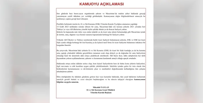 Et ve Süt Kurumu: Yıllık denetimlerimizle iddialara cevap veriyoruz
