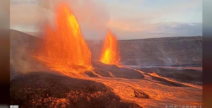 Kilauea yanardağı'ndan şok eden görüntüler: Lav püskürtmeleri yeniden başladı!