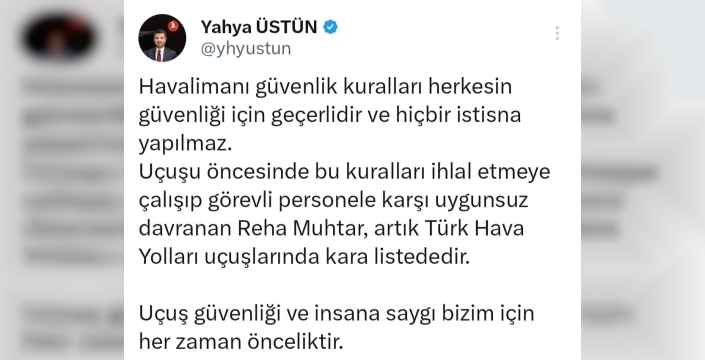 Reha Muhtar, thynin kara listesine alındı