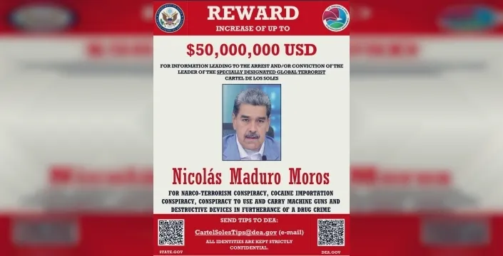 Şok karar: ABD, Maduro'yu terörist ilan etti ve 50 milyon dolarlık ödül koydu!