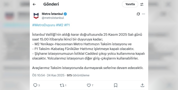 Şok karar: Taksim ve Şişhane'de metro seferleri durduruldu! Milyonlar etkilenecek