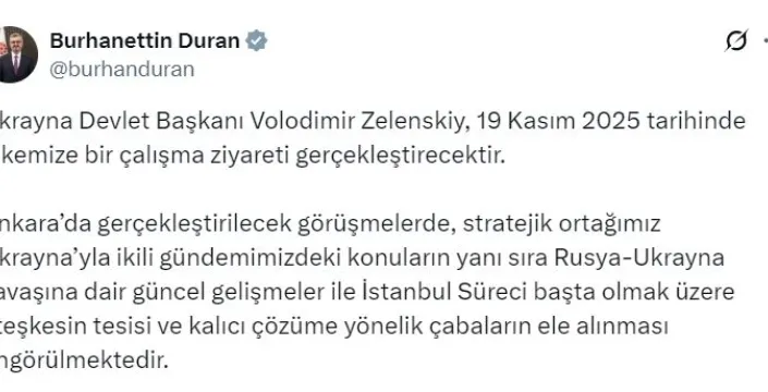Zelenskiy, Türkiye'ye çalışma ziyareti için geliyor