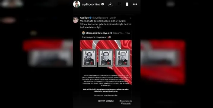 Aydilge, yılbaşı konserini iptal etti: 'Yeni yıla umutla girin