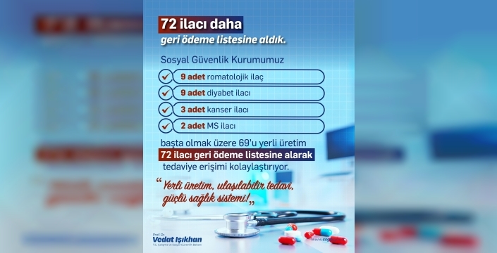 Bakan Işıkhan'dan sağlıkta müjde: 72 yeni ilaç geri ödeme kapsamına alındı
