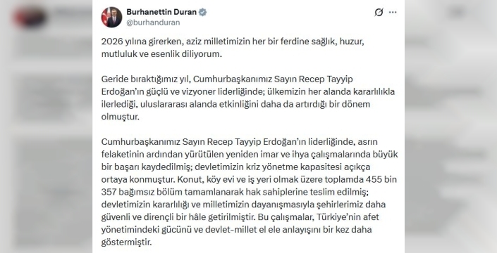 İletişim Başkanı Duran: 2026'da güven ve istikrarı artıracağız