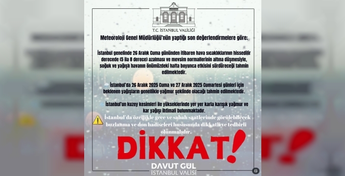 İstanbul Valiliği'nden kar yağışı uyarısı geldi