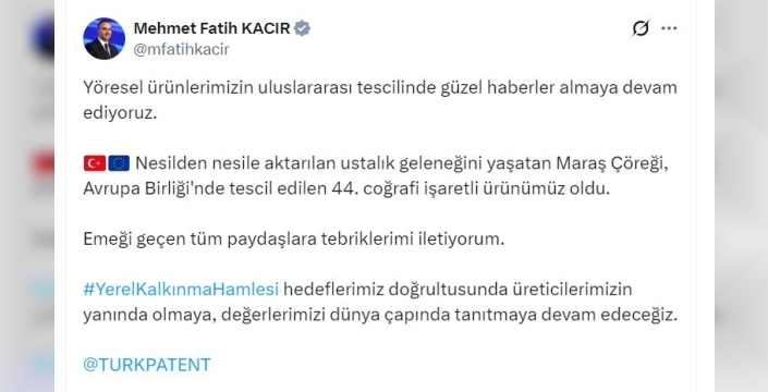 Kahramanmaraş'ın eşsiz lezzeti Maraş çöreği'ne Avrupa Birliği'nden tescil! Türkiye'nin AB'deki coğrafi işaretli ürün sayısı 44'e yükseldi!