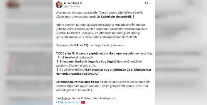 Kapıkule'de 31 kilo kokain ele geçirildi: 2 şüpheli yakalandı