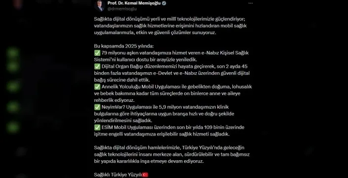 Sağlık Bakanı Memişoğlu: Dijital dönüşümde yerli ve milli teknolojilerle ilerliyoruz