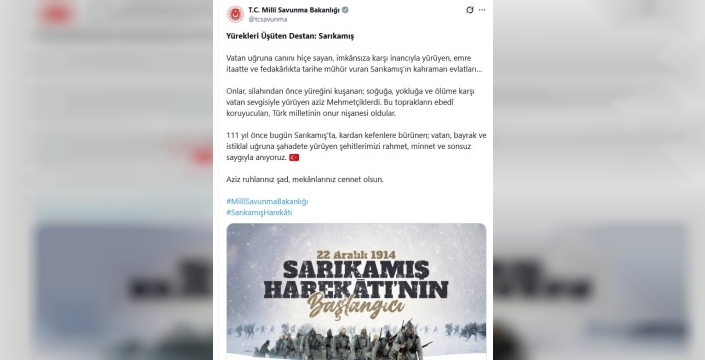 Sarıkamış şehitleri, 111. yıl dönümünde rahmet ve minnetle anıldı