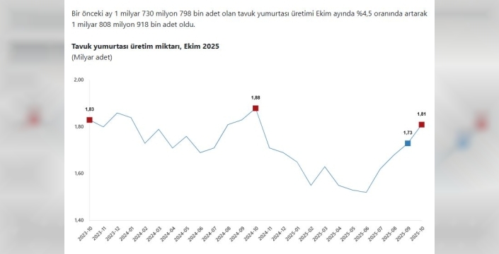 TÜİK: Tavuk eti ve yumurta üretimi yükseldi, süt üretimi düştü