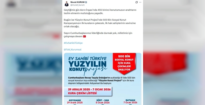 Yüzyılın Konut Projesi'nde heyecan dorukta: 500 bin sosyal konut için ilk kuralar çekiliyor!