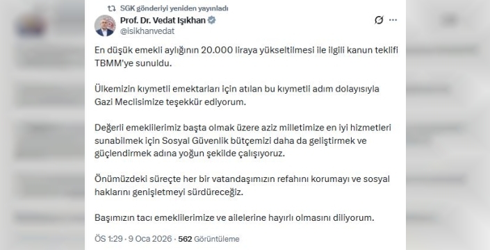 Bakan Işıkhan'dan emeklilere müjde: Sosyal güvenlik bütçesi güçleniyor, en düşük emekli aylığı 20 bin TL'ye yükseliyor
