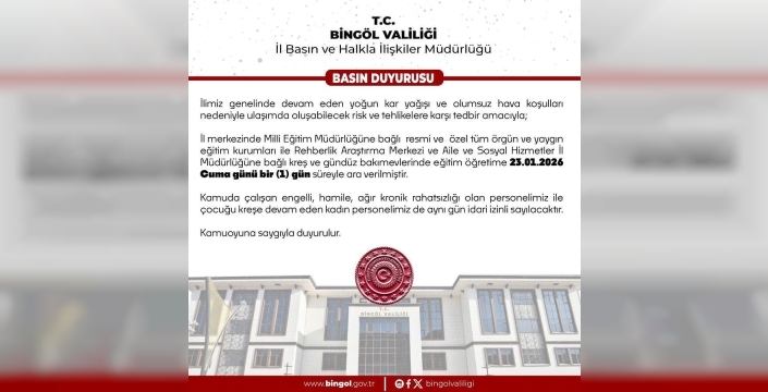 Bingöl'de yoğun kar nedeniyle eğitime ara verildi