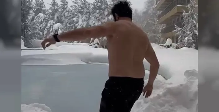 Bolu Dağı'nda eksi 10 derecede buzlu suya giren Eren Biri'den ilginç deneyim