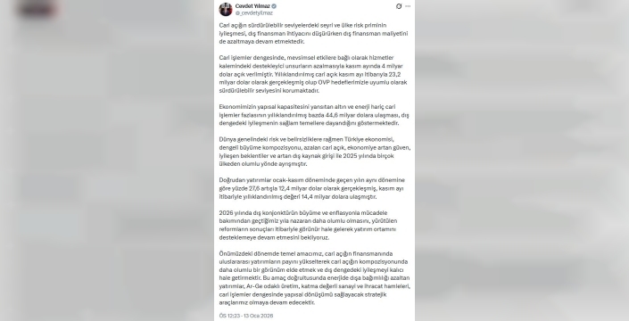 Cevdet Yılmaz: Cari açık, sürdürülebilir seviyesini koruyor