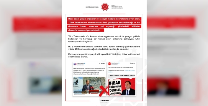 Dezenformasyon alarmı: Türk Telekom'da özelleştirme iddialarına DMM'den net yalanlama