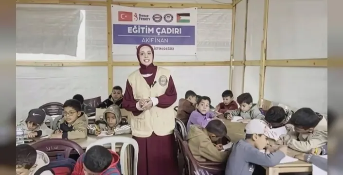 Eğitim-Bir-Sen, Gazze'de eğitim çadırı kurarak çocukların yanında