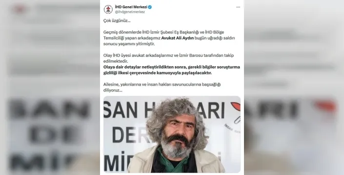 Eski İHD başkanı Ali Aydın, sabah yürüyüşünde taşla vurularak öldürüldü
