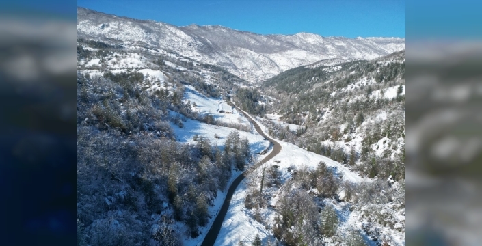 Küre Dağları Milli Parkı'nda karın beyaz örtüsü dronla görüntülendi