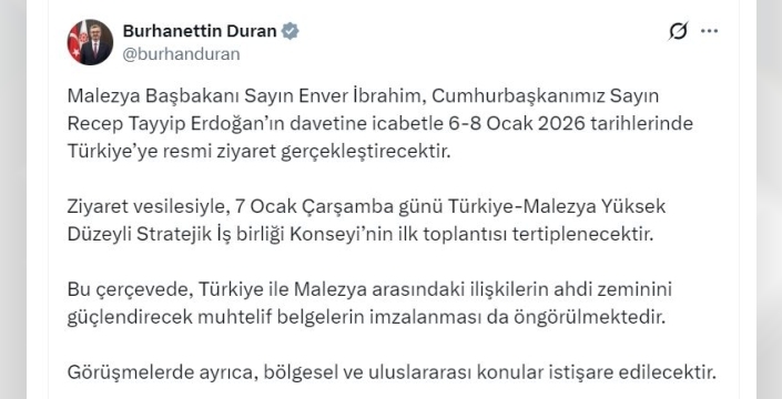 Malezya Başbakanı Enver İbrahim, Türkiye'ye resmi ziyaret için yola çıkıyor