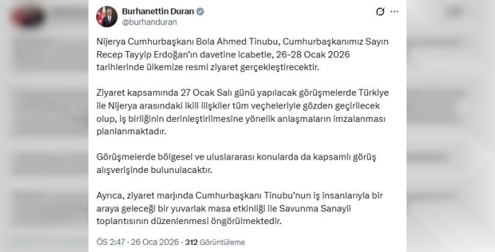 Nijerya Cumhurbaşkanı Tinubu, Türkiye'de resmi ziyaret gerçekleştirecek