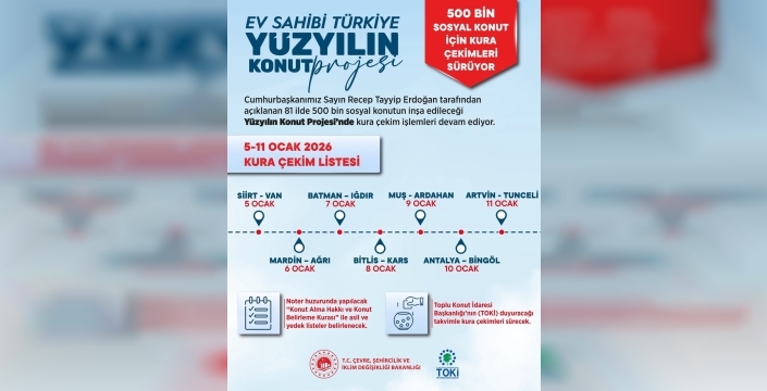 Yüzyılın Konut Projesi'nde 14 ilde daha kura çekimleri başlıyor