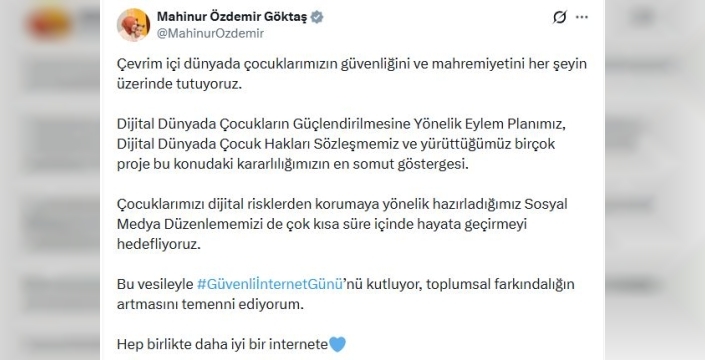 Bakan Göktaş, Güvenli İnternet Günü'nde çocukların dijital güvenliğini vurguladı
