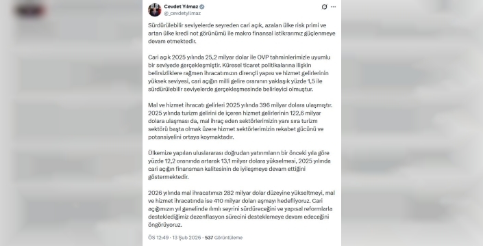 Cevdet Yılmaz duyurdu: Cari açık beklentileri tutturdu, makro finansal istikrar güçleniyor!