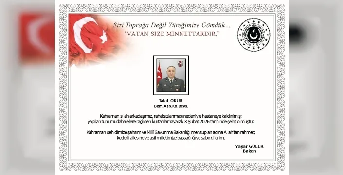 Hakkari'den gelen acı haber: Astsubayımız hastanede şehit düştü