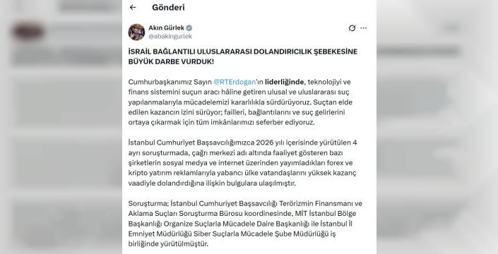 Bakan Gürlek, uluslararası dolandırıcılık şebekesine darbe vurduklarını açıkladı