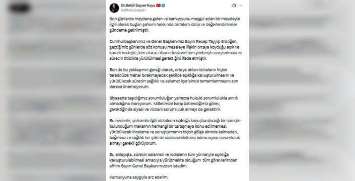 Betül Sayan Kaya, görevlerinden affını istedi