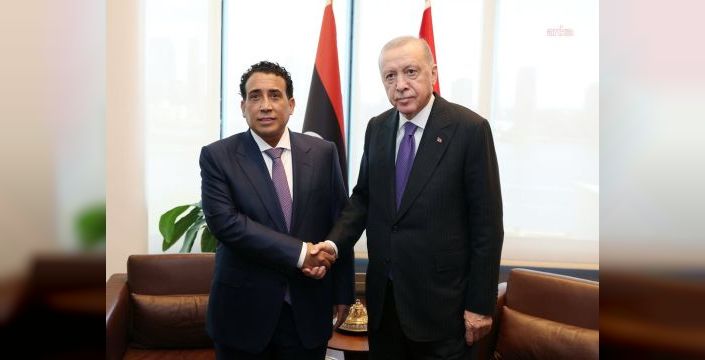 Cumhurbaşkanı Erdoğan, Libya'nın başkanı el-Menfi ile bir araya geldi