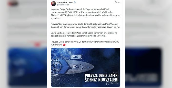 Duran, Deniz Kuvvetleri Günü'nü kutladı