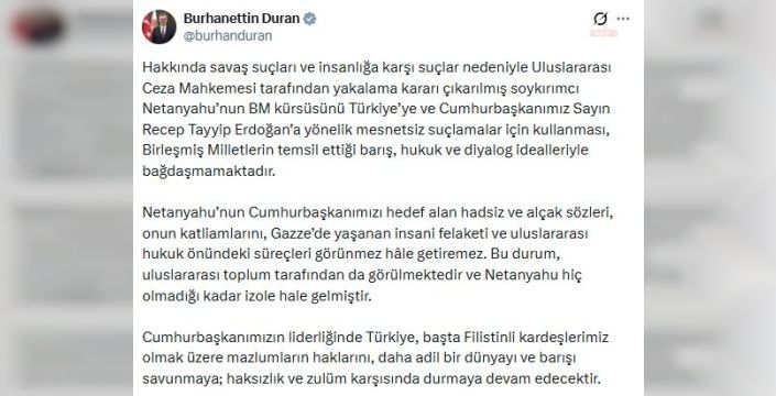 İletişim Başkanı Duran, Netanyahu'ya yanıt verdi