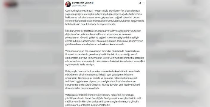 İletişim Başkanı Duran: Vatandaş hakkı korunmalı