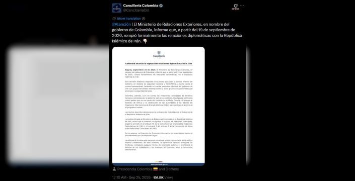 Kolombiya, İran ile diplomatik bağlarını kesti