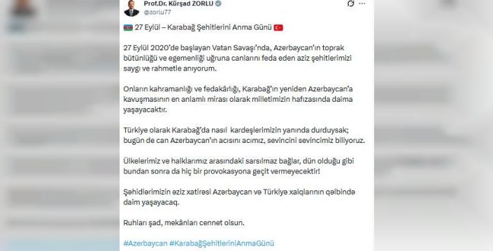 Kürşad Zorlu, 2. Karabağ Savaşı şehitlerini andı